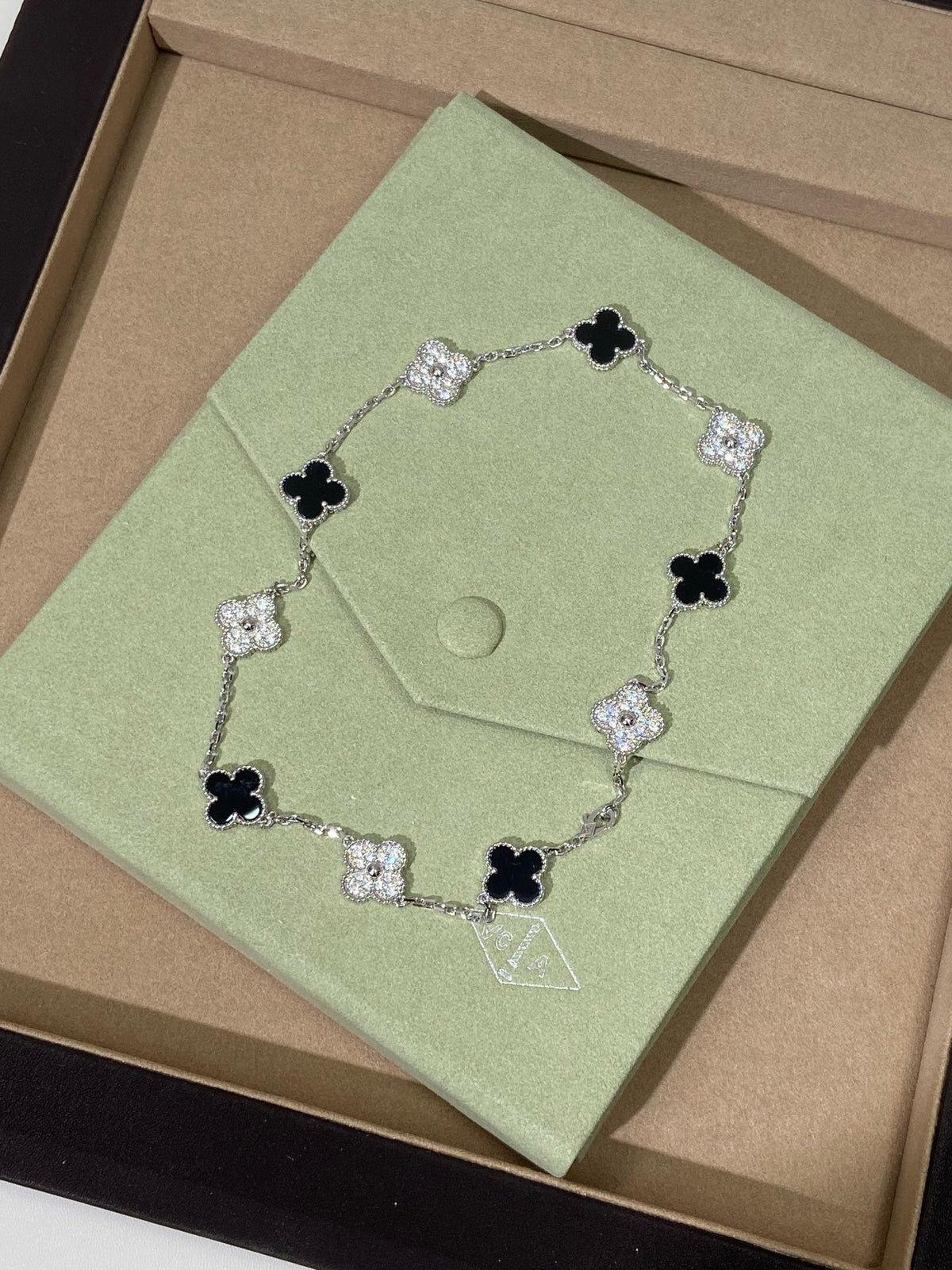 [Veyra Jewelry] Four-Leaf Clover Ten Elements Panda Diamond Silver Necklace