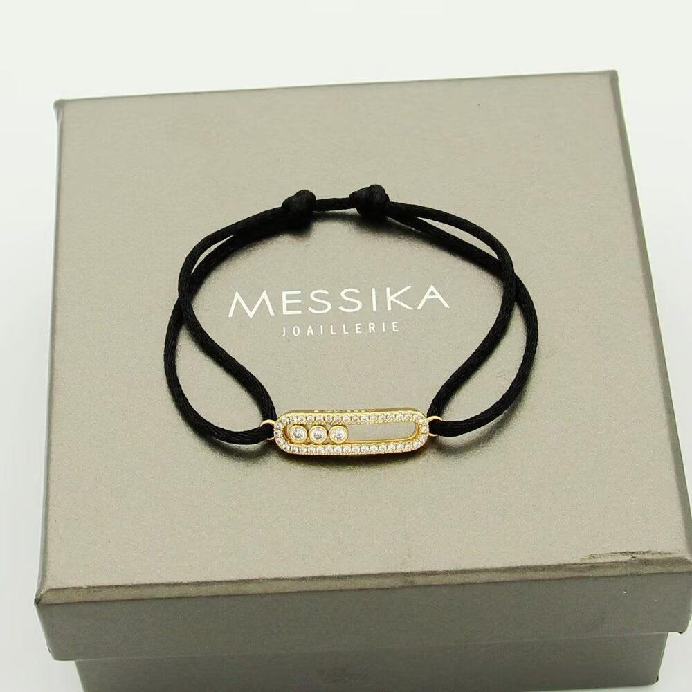 [Veyra Jewelry]Care(Medium-3.5mm) pink cord pavé bracelet
