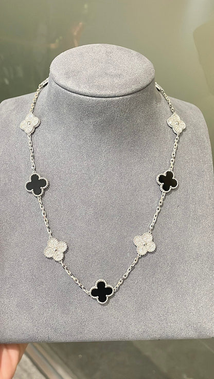 [Veyra Jewelry] Four-Leaf Clover Ten Elements Panda Diamond Silver Necklace