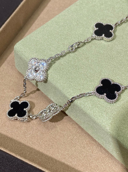 [Veyra Jewelry] Four-Leaf Clover Ten Elements Panda Diamond Silver Necklace