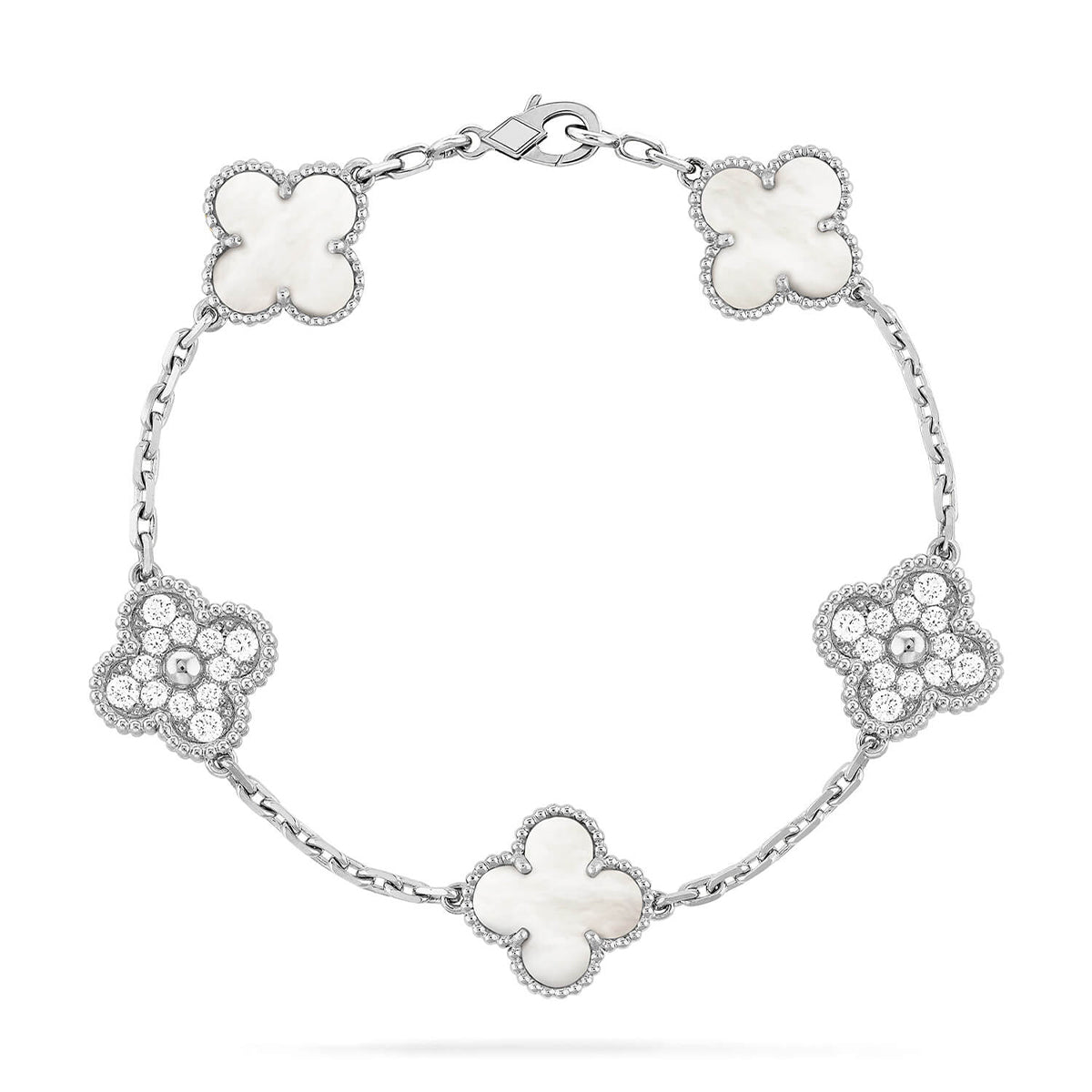 [Veyra Jewelry]New CLOVER WHITE PEARL MOP 5 MOTIF BRACELET COLLECTION
