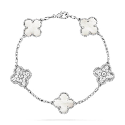 [Veyra Jewelry]New CLOVER WHITE PEARL MOP 5 MOTIF BRACELET COLLECTION