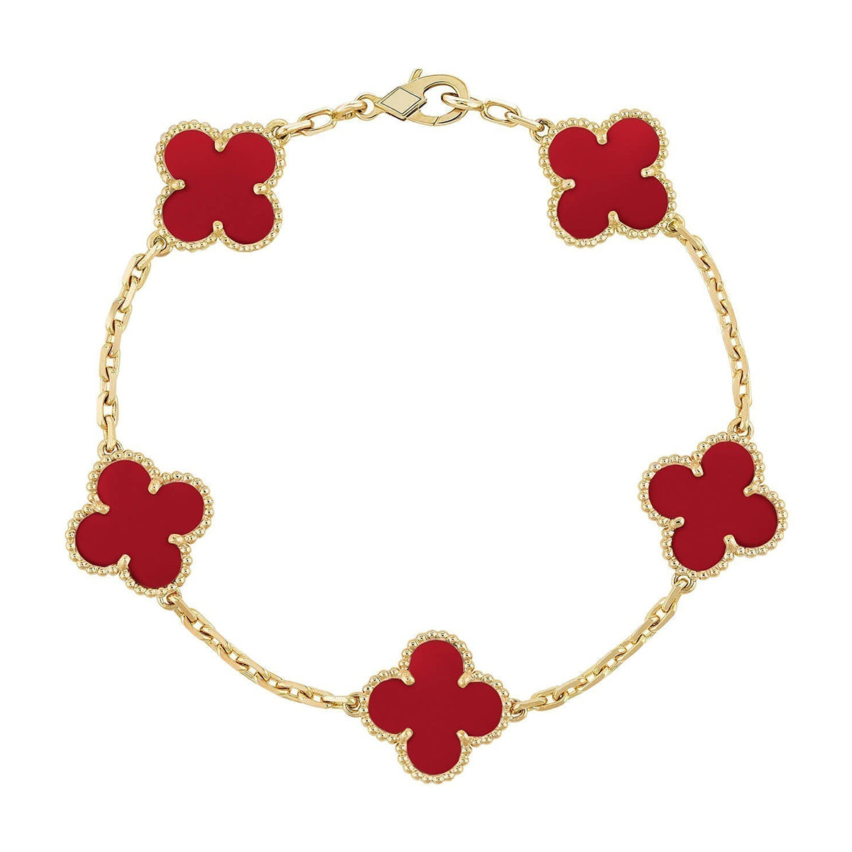 [Veyra Jewelry]New  CLOVER 5 MOTIF RED CORNELIAN BRACELET COLLECTION
