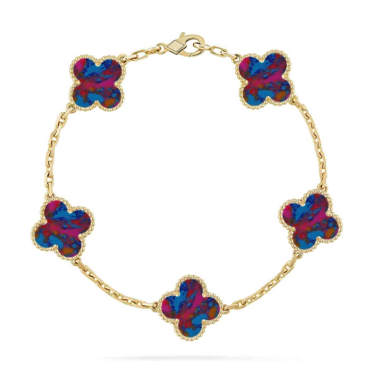 [Veyra Jewelry]New CLOVER 5 MOTIF COLOR GEMSTONES BRACELET COLLECTION