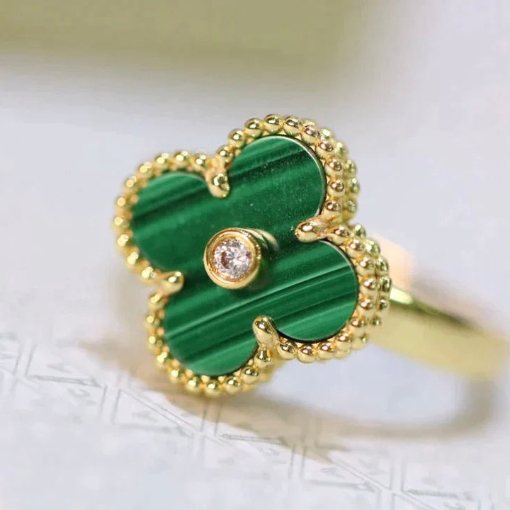 ¡®Veyra Jewelry¡¯CLOVER MALACHITE RING GOLD DIAMOND