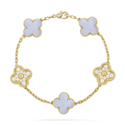 [Veyra Jewelry]New  CLOVER 5 MOTIF PURPLE CHALCEDONY BRACELET COLLECTION