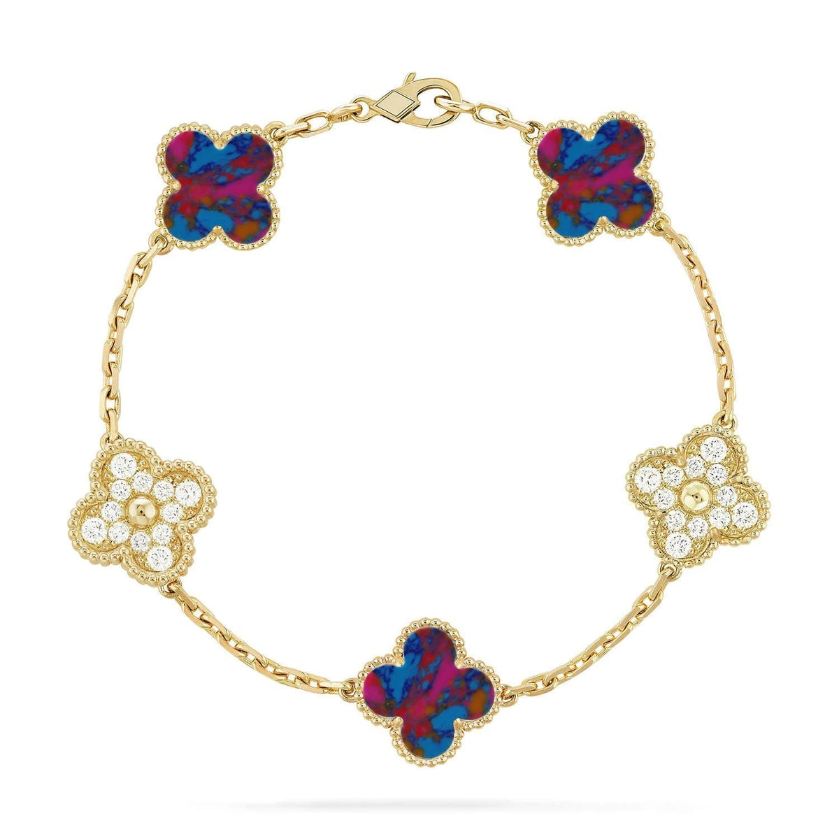 [Veyra Jewelry]New CLOVER 5 MOTIF COLOR GEMSTONES BRACELET COLLECTION