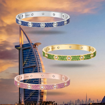 [Veyra Jewelry]2026 PAVE GEMSTONE LOVE BRACELET 6.1MM 10 DIAMONDS