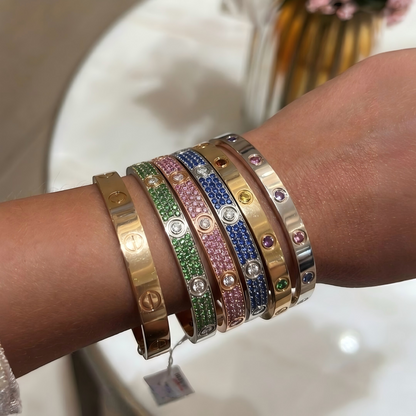 [Veyra Jewelry]2026 PAVE GEMSTONE LOVE BRACELET 6.1MM 10 DIAMONDS