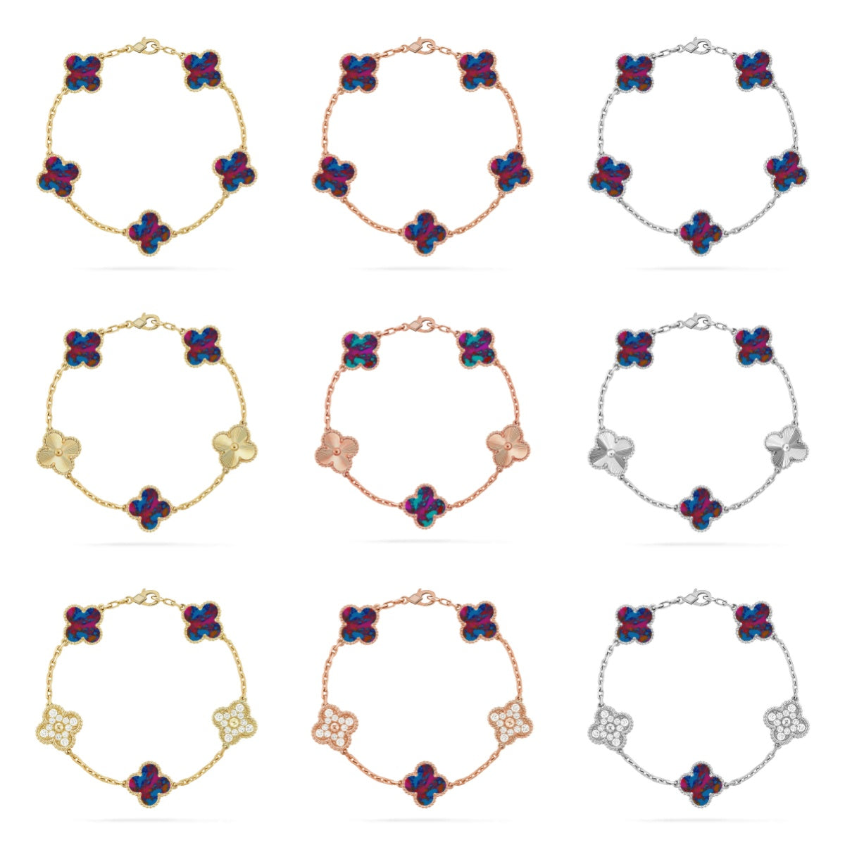 [Veyra Jewelry]New CLOVER 5 MOTIF COLOR GEMSTONES BRACELET COLLECTION