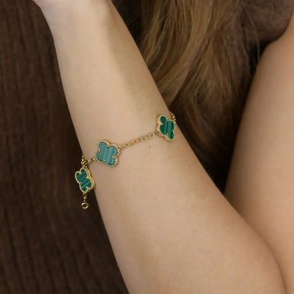 [Veyra Jewelry]New  CLOVER 5 MOTIF MALACHITE BRACELET COLLECTION