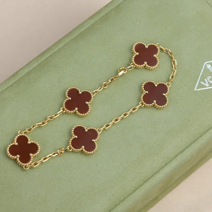 [Veyra Jewelry]New  CLOVER 5 MOTIF RED CORNELIAN BRACELET COLLECTION
