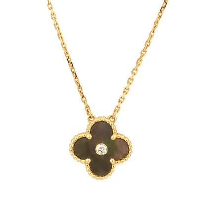 ¡®Veyra Jewelry¡¯CLOVER 15MM DIAMOND AND MOTHER-OF-GREY NECKLACE