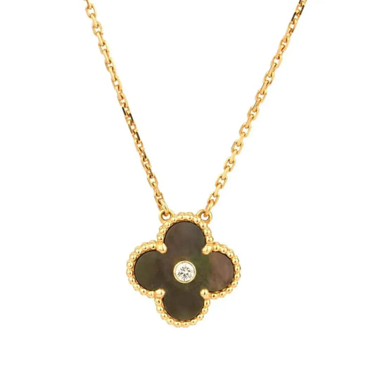 ¡®Veyra Jewelry¡¯CLOVER 15MM DIAMOND AND MOTHER-OF-GREY NECKLACE