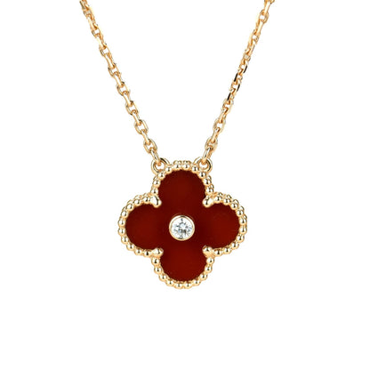 ¡®Veyra Jewelry¡¯CLOVER 15MM DIAMOND CARNELIAN NECKLACE