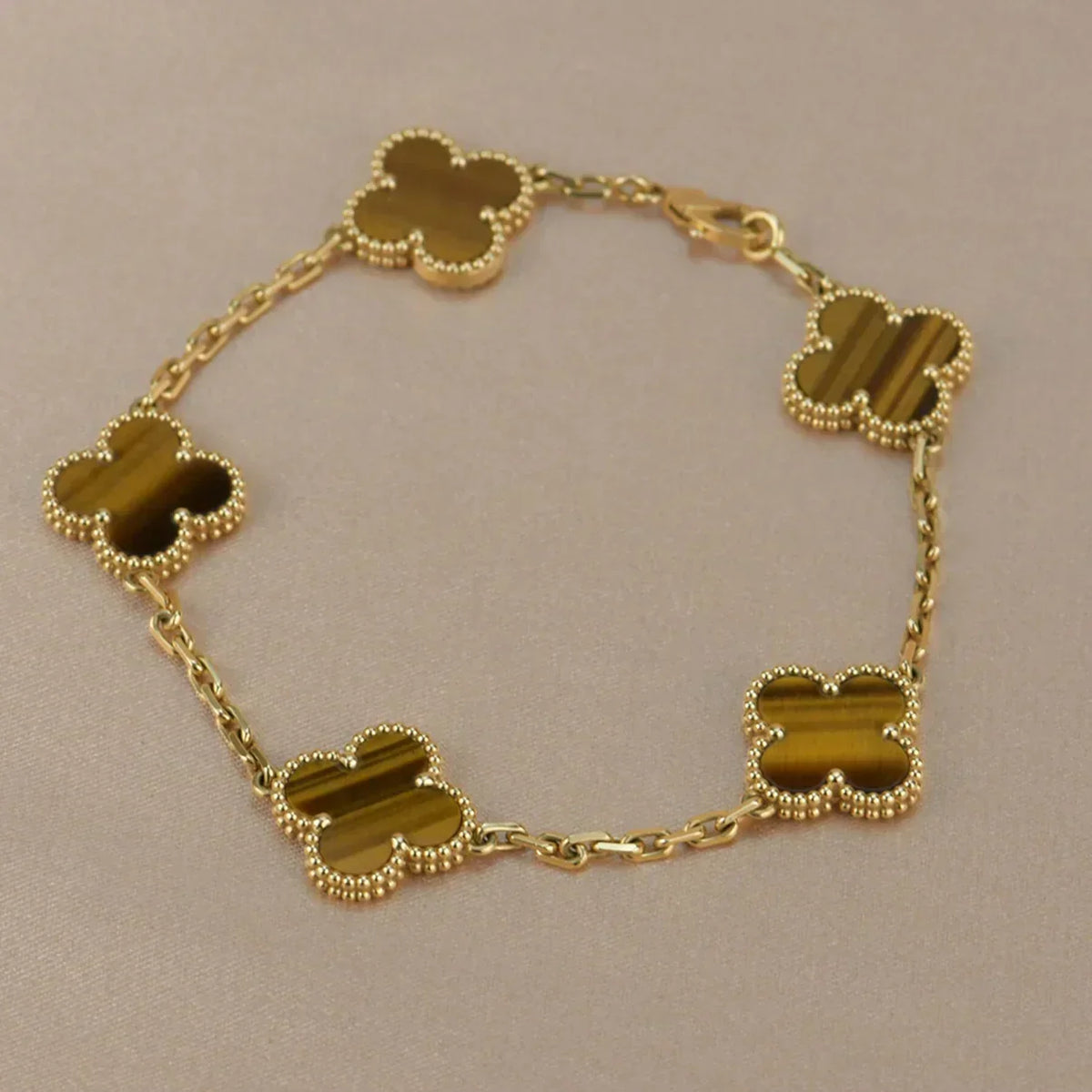 [Veyra Jewelry]New  CLOVER 5 MOTIFS TIGER EYE BRACELET COLLECTION