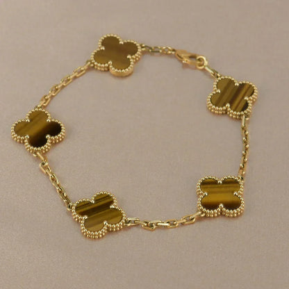 [Veyra Jewelry]New  CLOVER 5 MOTIFS TIGER EYE BRACELET COLLECTION