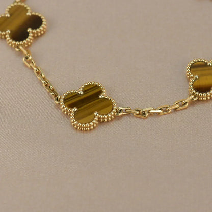 [Veyra Jewelry]New  CLOVER 5 MOTIFS TIGER EYE BRACELET COLLECTION