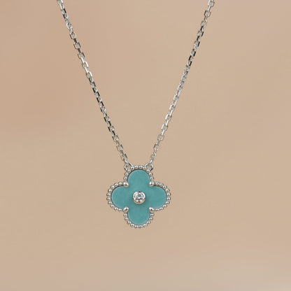 ¡®Veyra Jewelry¡¯CLOVER 15MM DIAMOND SVRES PORCELAIN  NECKLACE SILVER