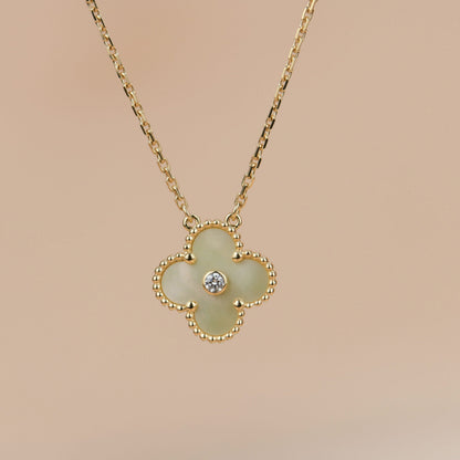 ¡®Veyra Jewelry¡¯CLOVER 15MM DIAMOND GOLD MOTHER OF PEARL NECKLACE