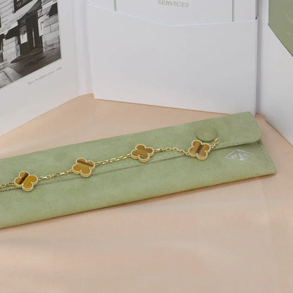 [Veyra Jewelry]New  CLOVER 5 MOTIFS TIGER EYE BRACELET COLLECTION