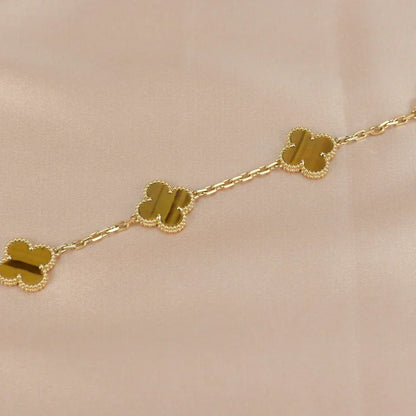 [Veyra Jewelry]New  CLOVER 5 MOTIFS TIGER EYE BRACELET COLLECTION