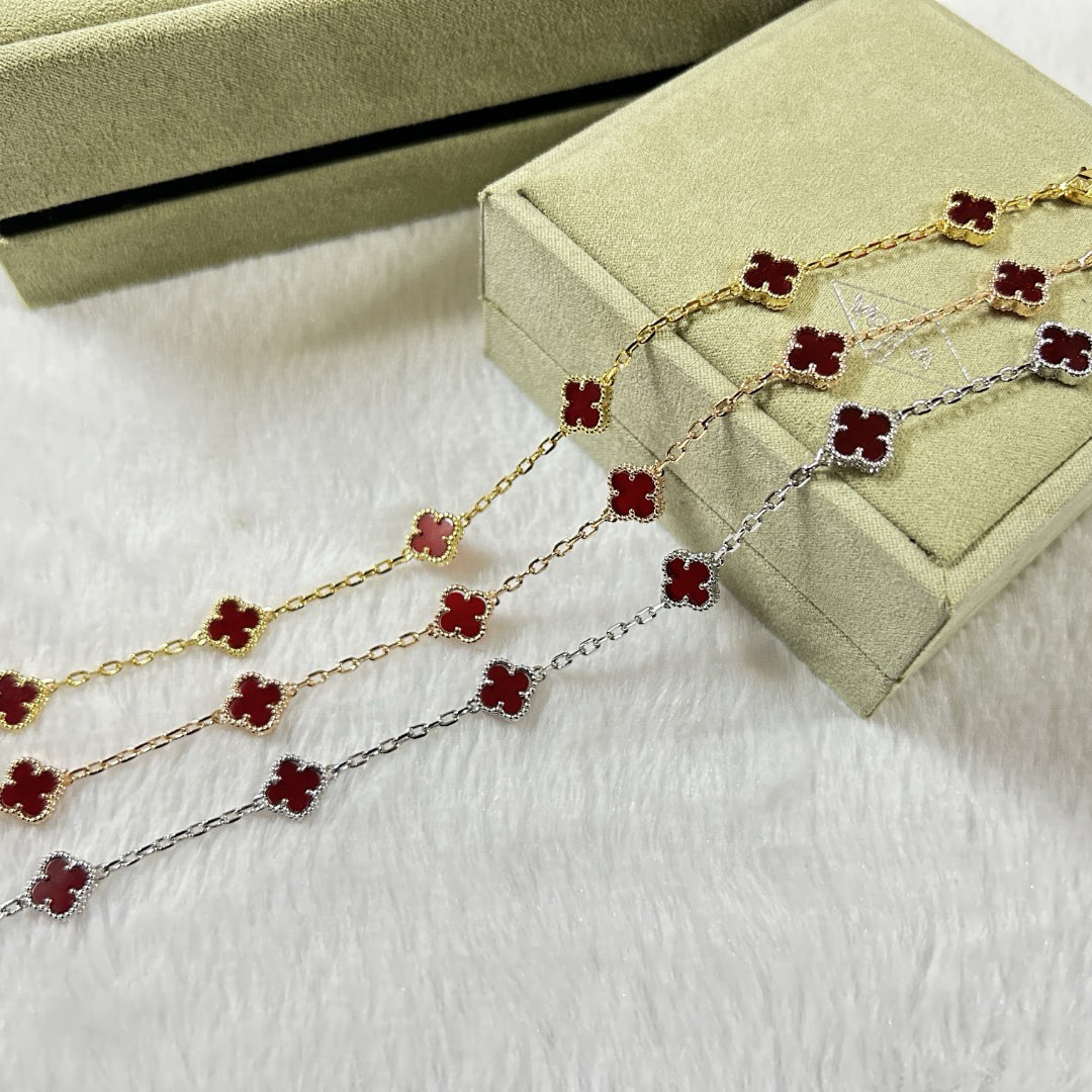[¡®Veyra Jewelry¡¯]CLOVER 6 MOTIF RED AGATE BRACELET