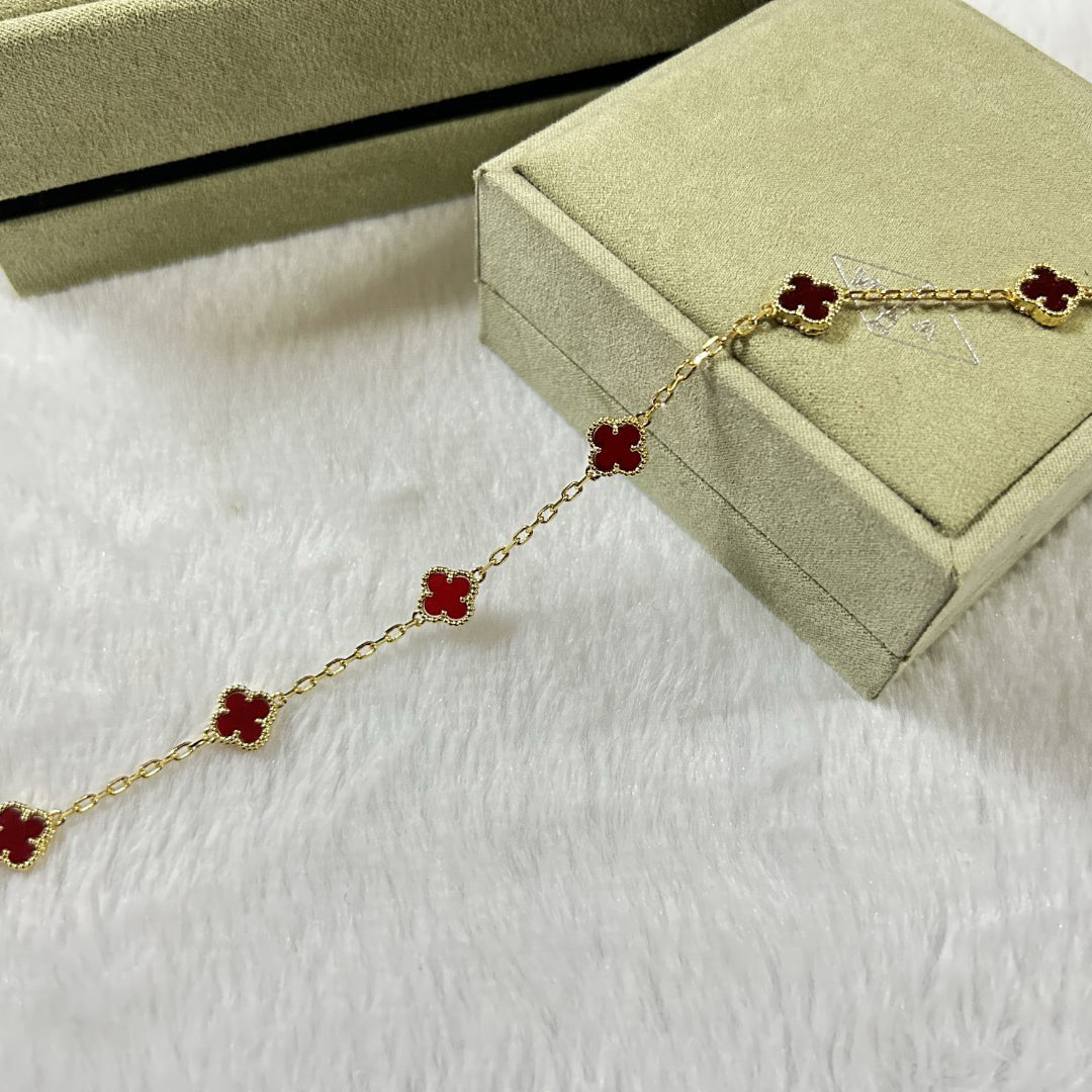 [¡®Veyra Jewelry¡¯]CLOVER 6 MOTIF RED AGATE BRACELET