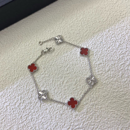 [¡®Veyra Jewelry¡¯]CLOVER 6 MOTIF RED AGATE LASER BRACELET