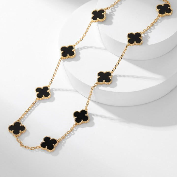 ¡®Veyra Jewelry¡¯CLOVER 10 MOTIFS ONYX NECKLACE