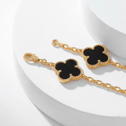 ¡®Veyra Jewelry¡¯CLOVER 10 MOTIFS ONYX NECKLACE