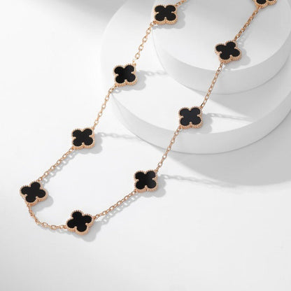 ¡®Veyra Jewelry¡¯CLOVER 10 MOTIFS ONYX NECKLACE
