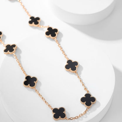 ¡®Veyra Jewelry¡¯CLOVER 10 MOTIFS ONYX NECKLACE
