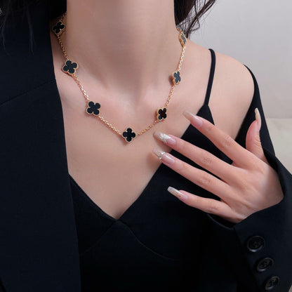 ¡®Veyra Jewelry¡¯CLOVER 10 MOTIFS ONYX NECKLACE