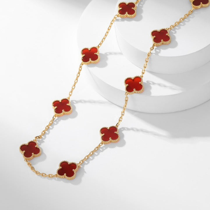 ¡®Veyra Jewelry¡¯CLOVER 10 MOTIFS CARNELIAN NECKLACE
