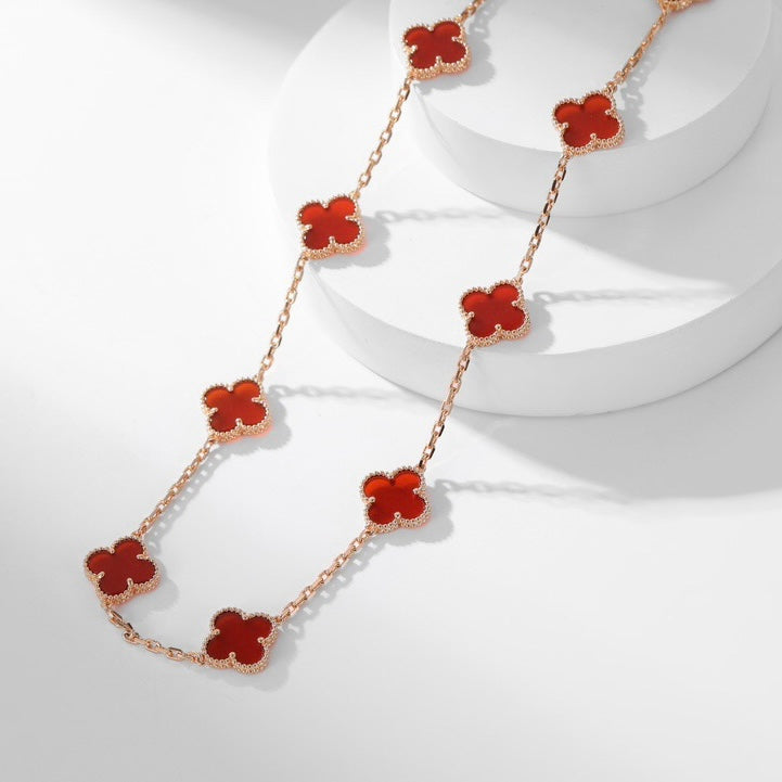 ¡®Veyra Jewelry¡¯CLOVER 10 MOTIFS CARNELIAN NECKLACE