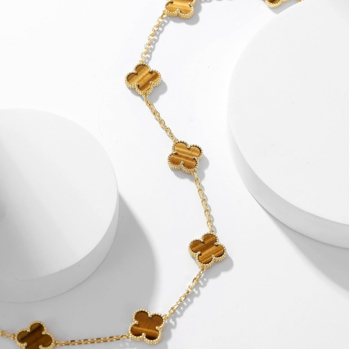 ¡®Veyra Jewelry¡¯CLOVER 10 MOTIFS TIGER EYE NECKLACE
