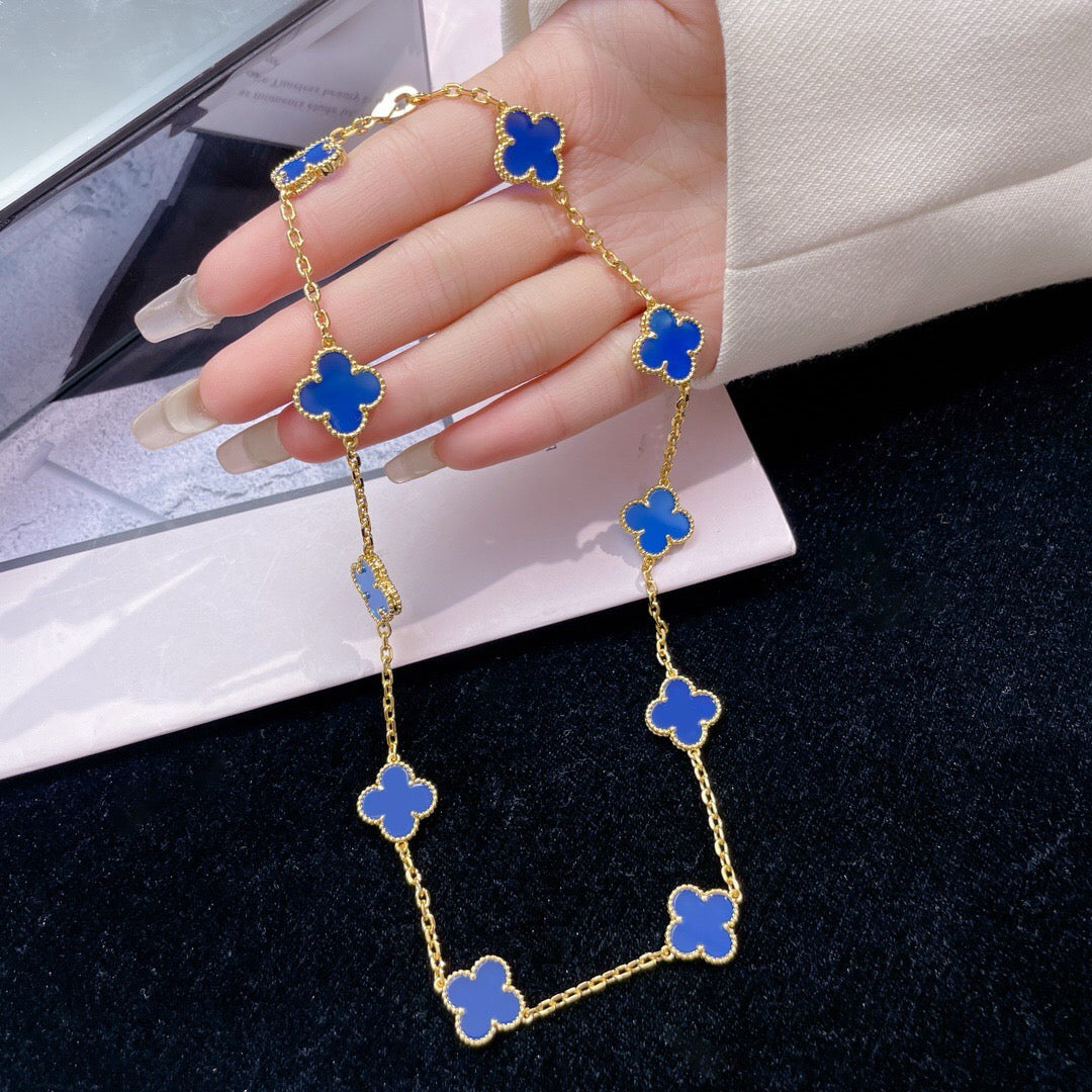 ¡®Veyra Jewelry¡¯CLOVER 10 MOTIFS BLUE AGATE NECKLACE