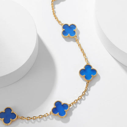 ¡®Veyra Jewelry¡¯CLOVER 10 MOTIFS BLUE AGATE NECKLACE