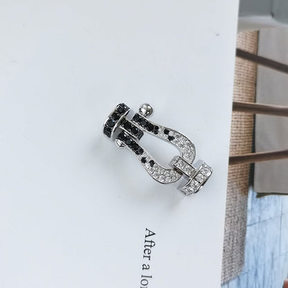 ¡®Veyra Jewelry¡¯FORCE LARGE HORSESHOE BLACK WHITE DIAMOND BRACELET ROSE GOLD