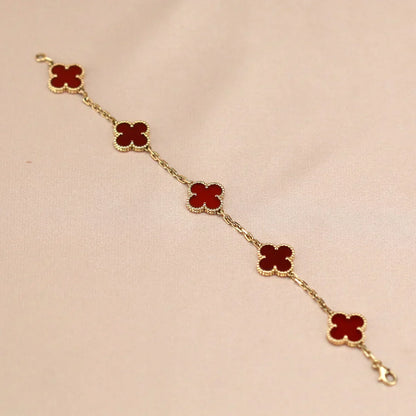 [Veyra Jewelry]New  CLOVER 5 MOTIF RED CORNELIAN BRACELET COLLECTION