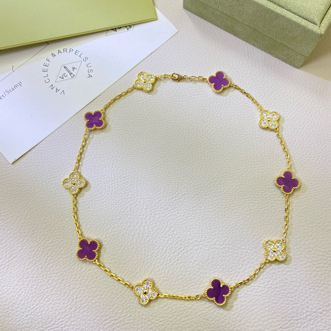 ¡®Veyra Jewelry¡¯CLOVER 10 MOTIFS  PURPLE VIOLET DIAMOND NECKLACE