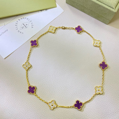 ¡®Veyra Jewelry¡¯CLOVER 10 MOTIFS  PURPLE VIOLET DIAMOND NECKLACE