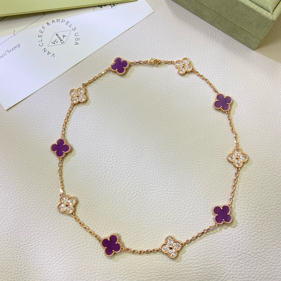 ¡®Veyra Jewelry¡¯CLOVER 10 MOTIFS  PURPLE VIOLET DIAMOND NECKLACE