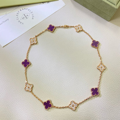 ¡®Veyra Jewelry¡¯CLOVER 10 MOTIFS  PURPLE VIOLET DIAMOND NECKLACE