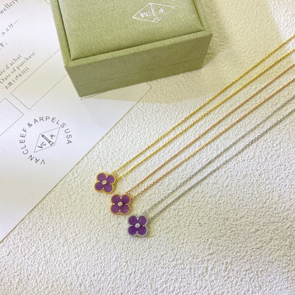 ¡®Veyra Jewelry¡¯CLOVER 15MM DIAMOND  PURPLE VIOLET NECKLACE