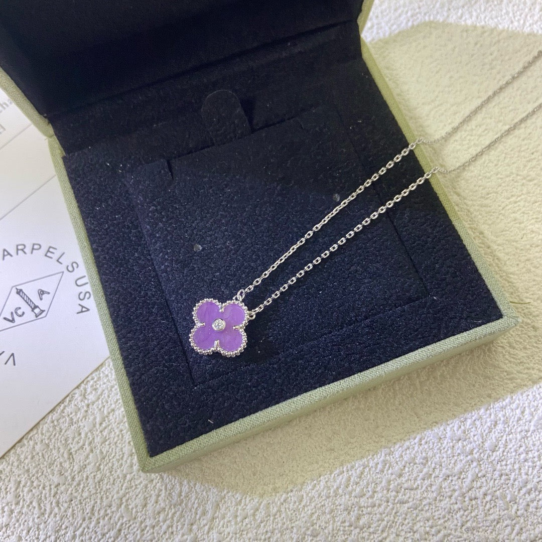 ¡®Veyra Jewelry¡¯CLOVER 15MM DIAMOND  PURPLE VIOLET NECKLACE