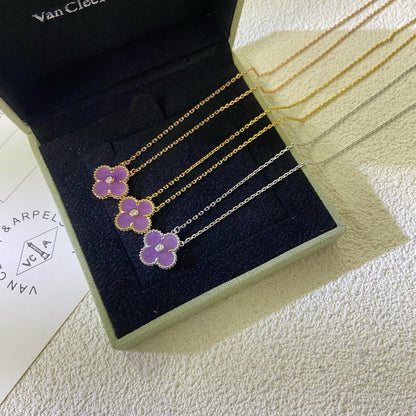 ¡®Veyra Jewelry¡¯CLOVER 15MM DIAMOND  PURPLE VIOLET NECKLACE