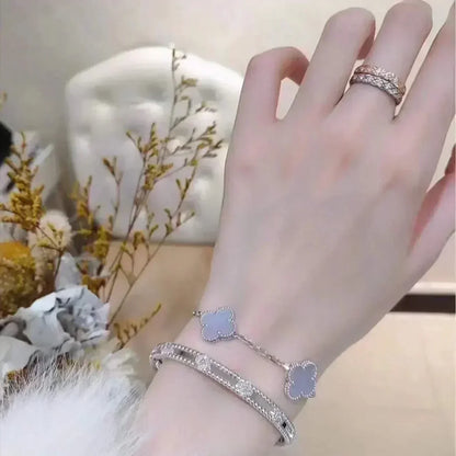 [Veyra Jewelry]New  CLOVER 5 MOTIF PURPLE CHALCEDONY BRACELET COLLECTION