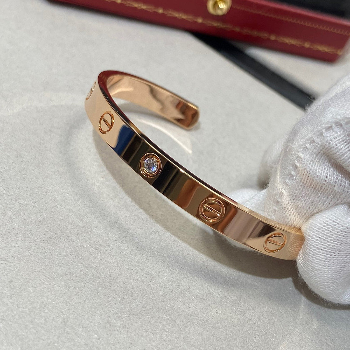 ¡®Veyra Jewelry¡¯LOVE BRACELET 6.1MM 1 DIAMOND OPEN CUFF